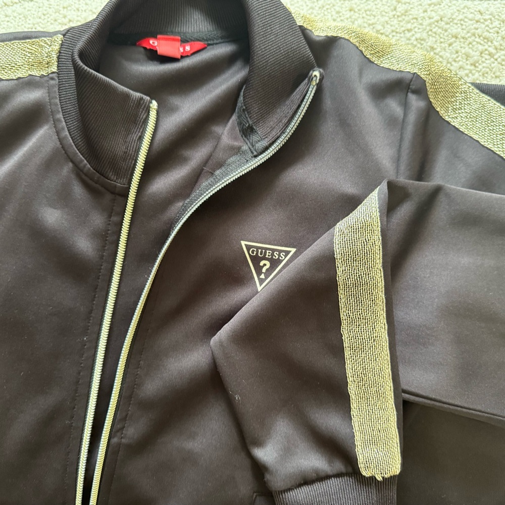 GUESS Black & Gold Logo Tracksuit Set